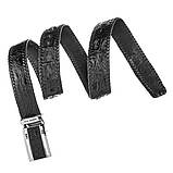 Ремінь-автомат CROCODILE LEATHER 18010 з натуральної шкіри крокодила Чорний, фото 3