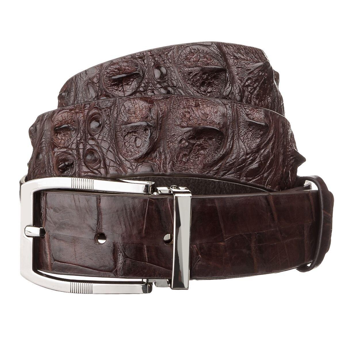 Ремінь чоловічий CROCODILE LEATHER 18178 з натуральної шкіри крокодила Коричневий, фото 1