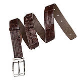 Ремінь чоловічий CROCODILE LEATHER 18178 з натуральної шкіри крокодила Коричневий, фото 3