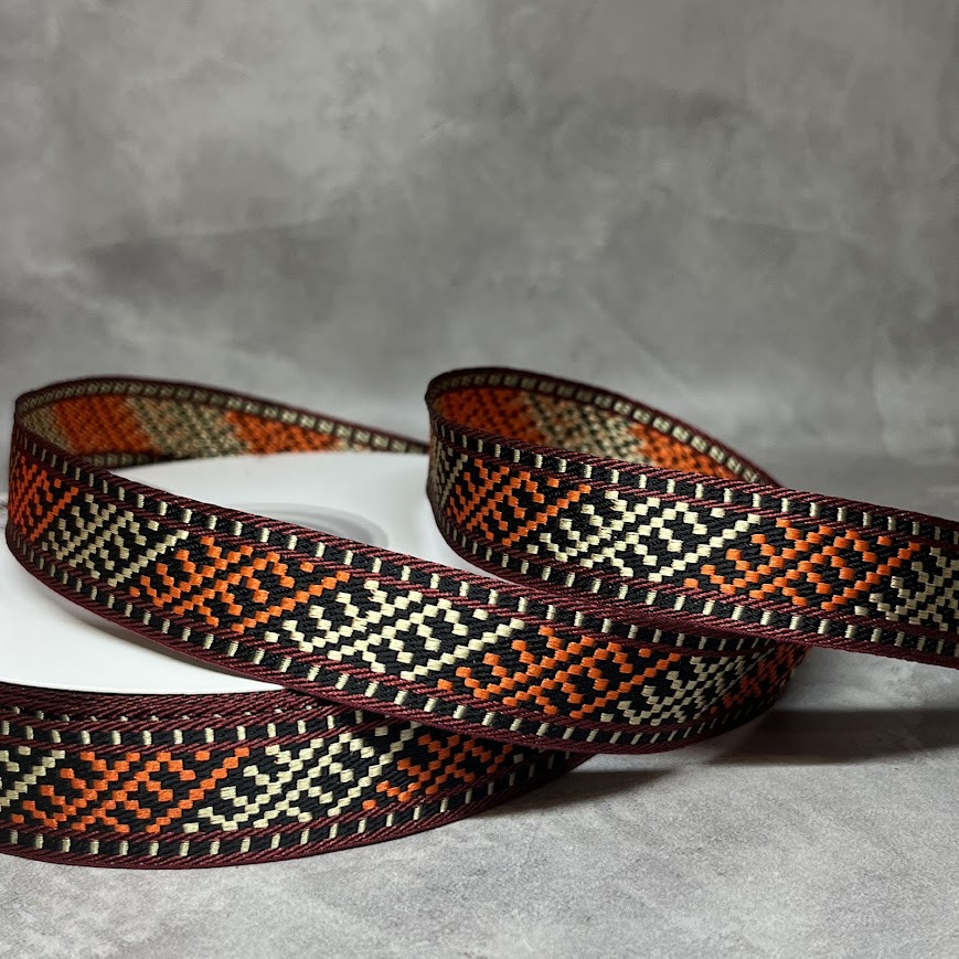 Стрічка жакардова з вишивкою, одностороння, текстильна 2 см, арт 018867, відрізок 1 ярд (91 см), Різнокольоровий, фото 1