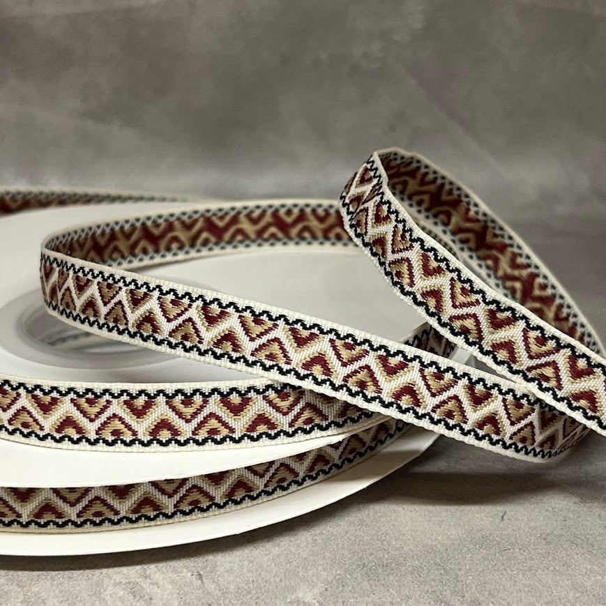 Стрічка жакардова з вишивкою, одностороння, текстильна 1 см, арт 018881, відрізок 1 ярд (91 см), Різнокольоровий, фото 1