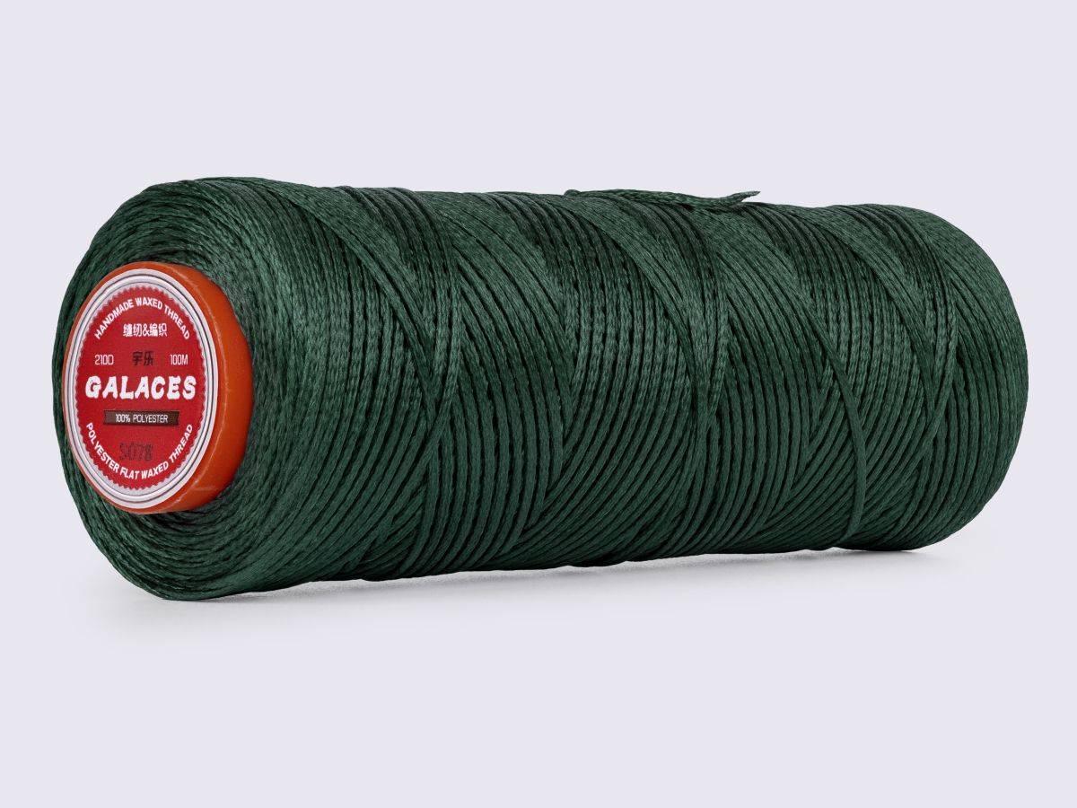 Galaces 1.00 мм темно-зелений (S078) плоский вощенна шнур по шкірі, фото 1