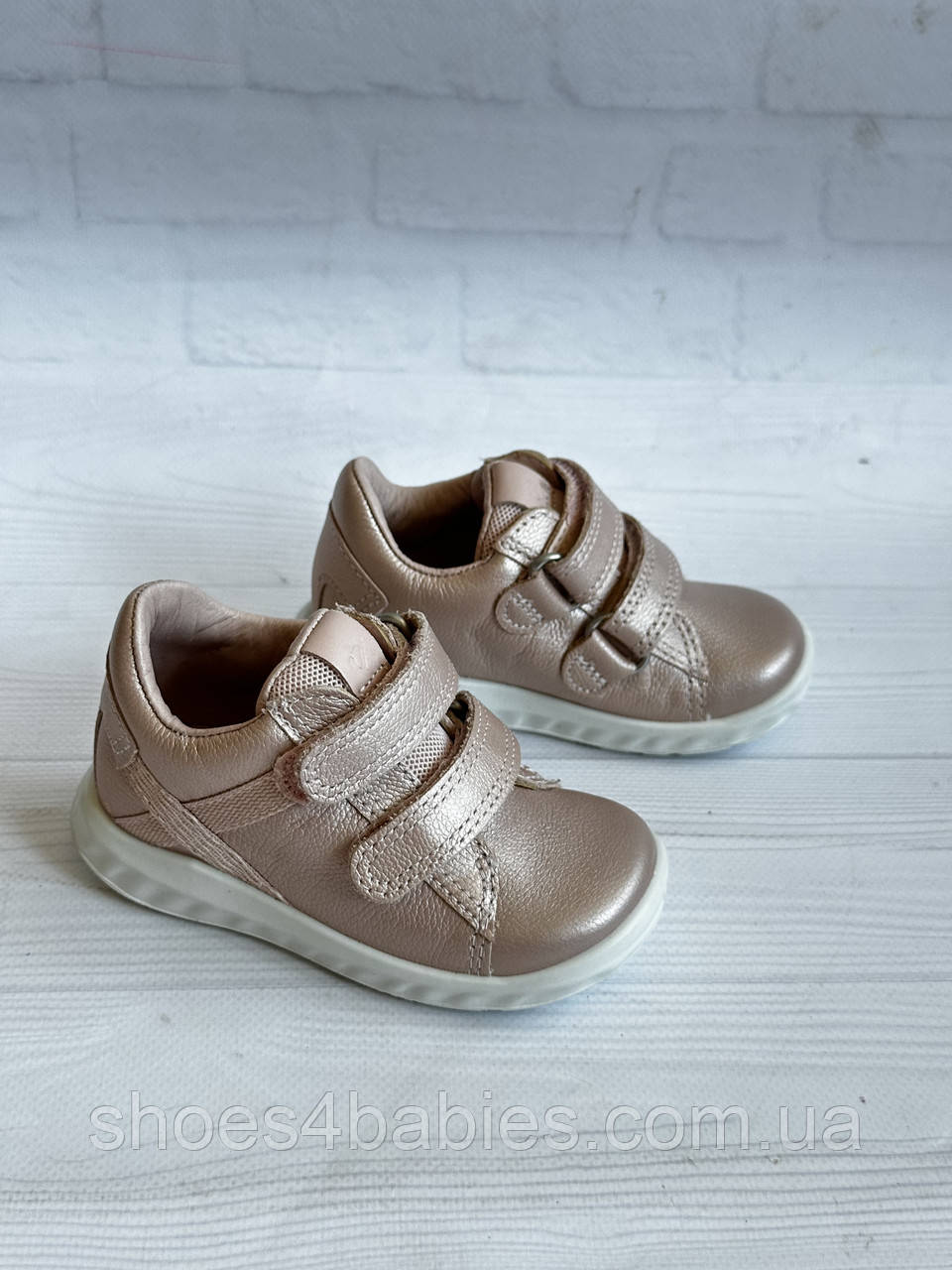 Дитячі шкіряні черевики для дівчинки р. 21 - 13.5см, ECCO, пудрові