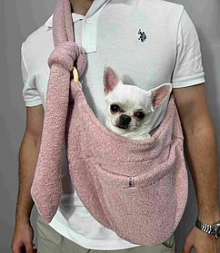 Сумка переноска - Слінг Teddy для собак до 3х кг Dogs Bomba 23x38 см - пудра