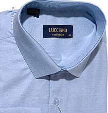Класична однотонна чоловіча сорочка Lucciano vd-0007 блакитна з довгим рукавом, ошатна, стильна 44, фото 5