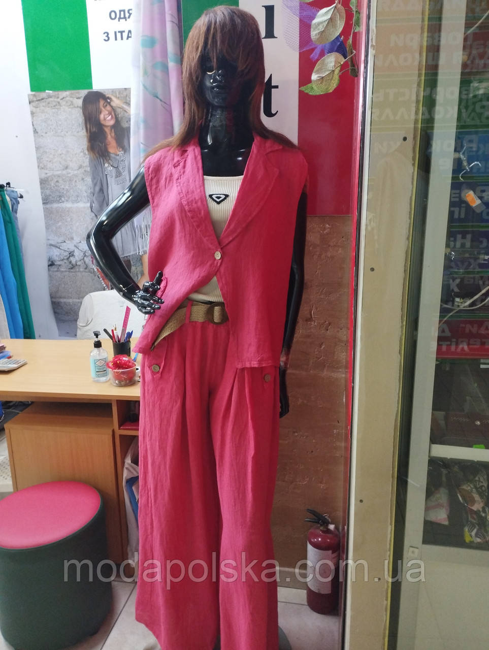 Комплект із жилетом, льон, фото 1