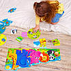 Розвиваючий набір гра 3 в 1 зоопарк для дошкільнят з великими пазлами Навчальний комплект зоомір з тваринами, фото 2
