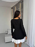 Чорне жіноче плаття міні з білою спідницею, фото 2
