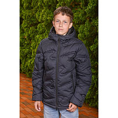 Зимовий пуховик "Хвиля" лебяжий пух, сірий колір Розміри 128 - 170