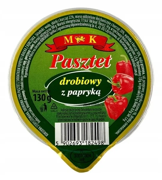 Паштет курячий з паприкою M&K, 130 г (таблетка), Польща, фото 1