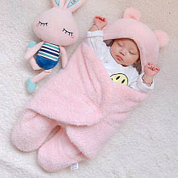 Тепла піжама для немовлят Ведмедик 70×70см, Рожевий / Конверт на виписку / Конверт для новонародженого