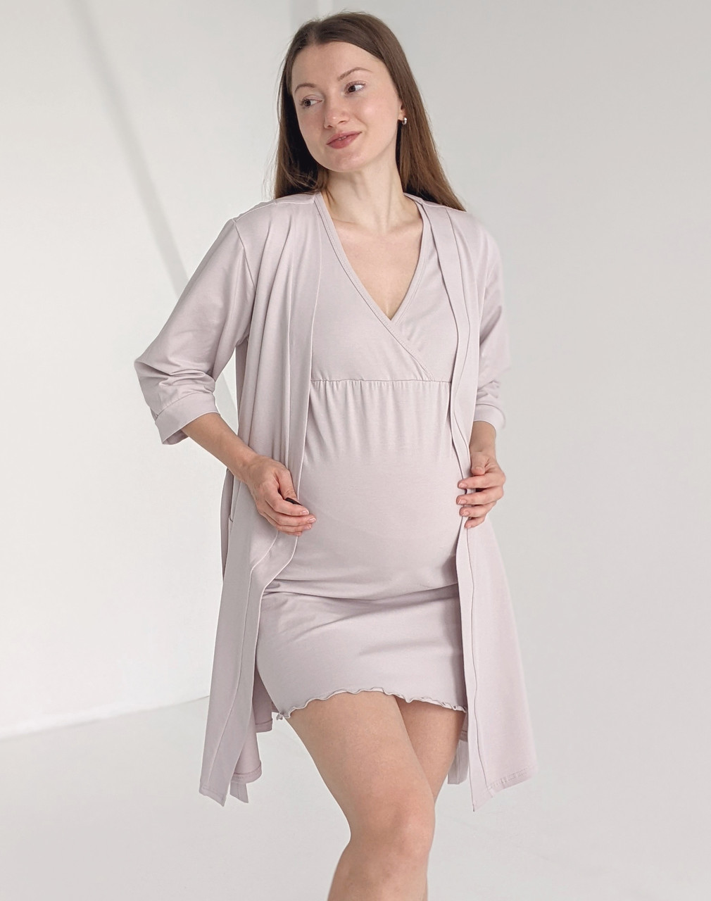 Комплект халат і сорочка для годування на запа́х CREAMY, фото 1