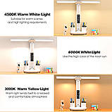 Настільна лампа LED світлодіодна акумуляторна подвійна з органайзером і годинником Біла, фото 7