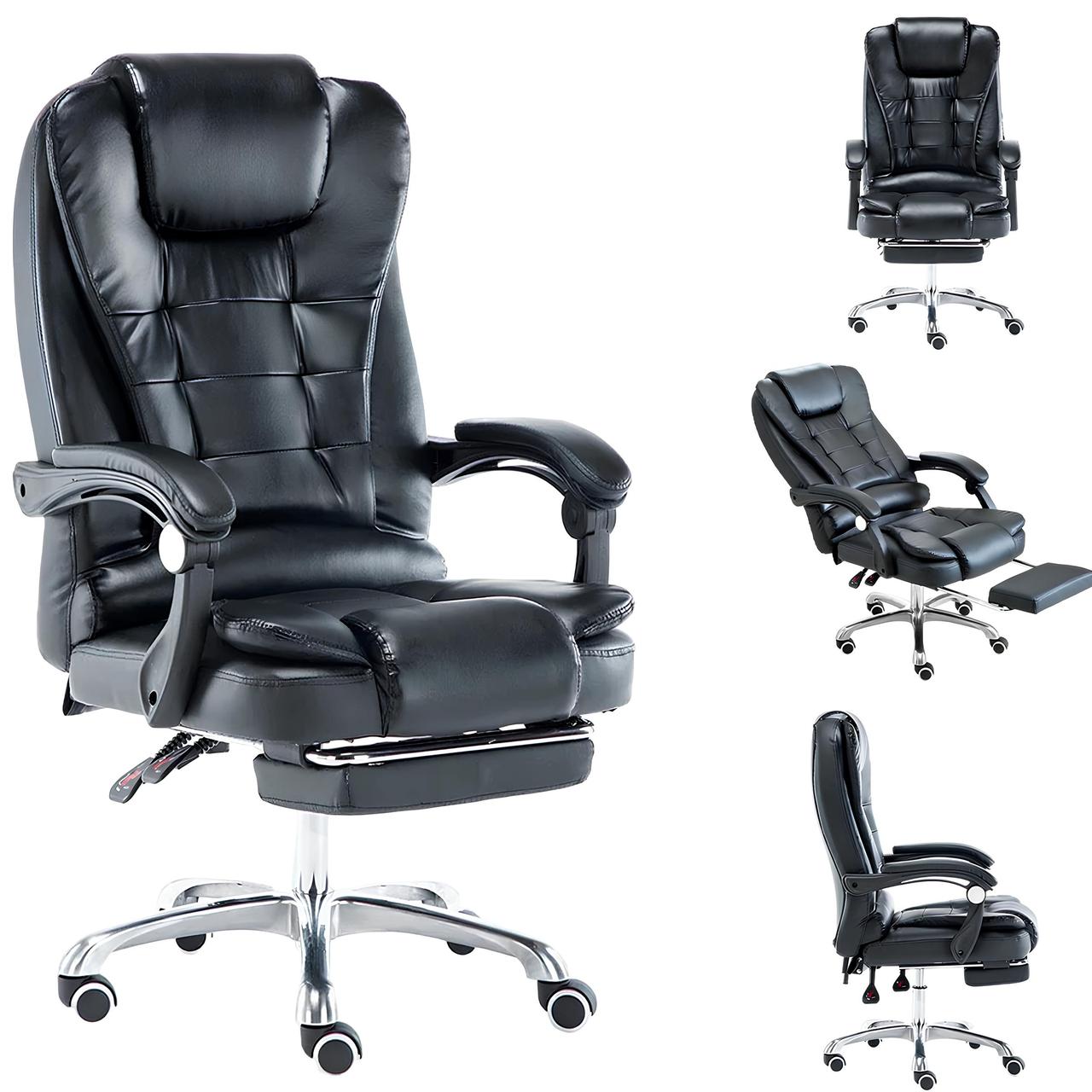 Офісне комп'ютерне крісло з підніжкою Boss Чорне, фото 1