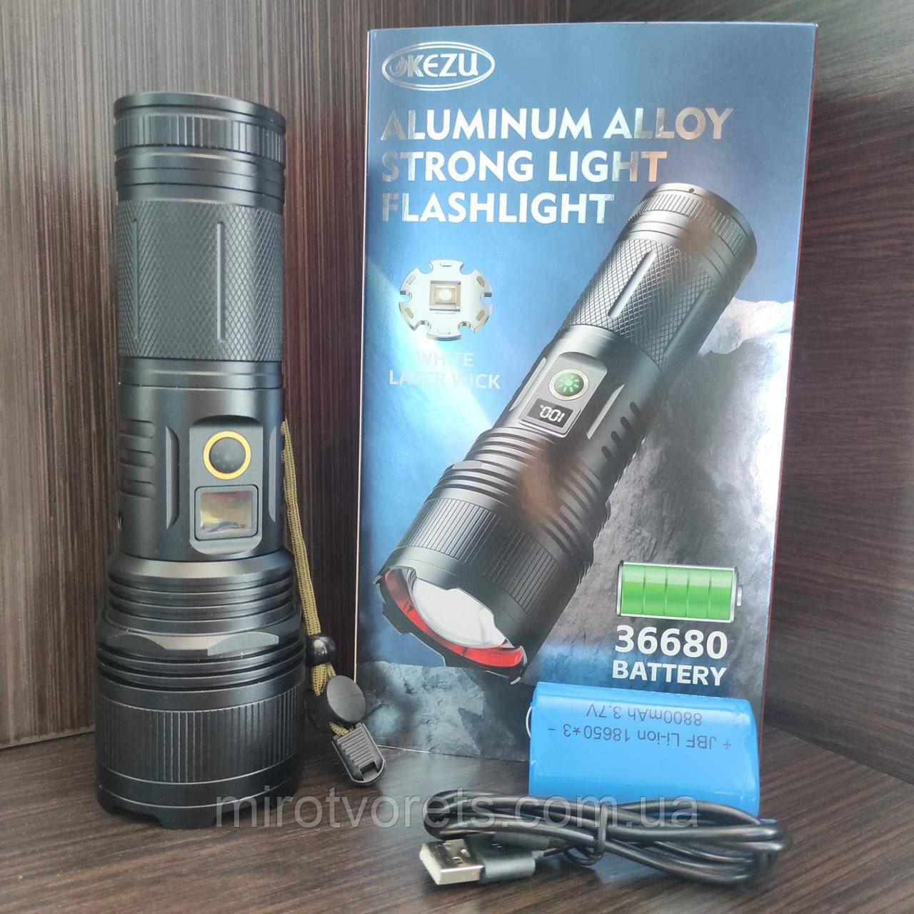 Ліхтар ручний 503  TG, 3 акум. 18650, power bank, індикація заряду, Type-C, zoom, фото 1