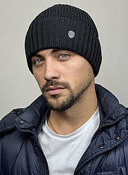 Чоловіча шапка чорна на флісі ELDIN FLIP