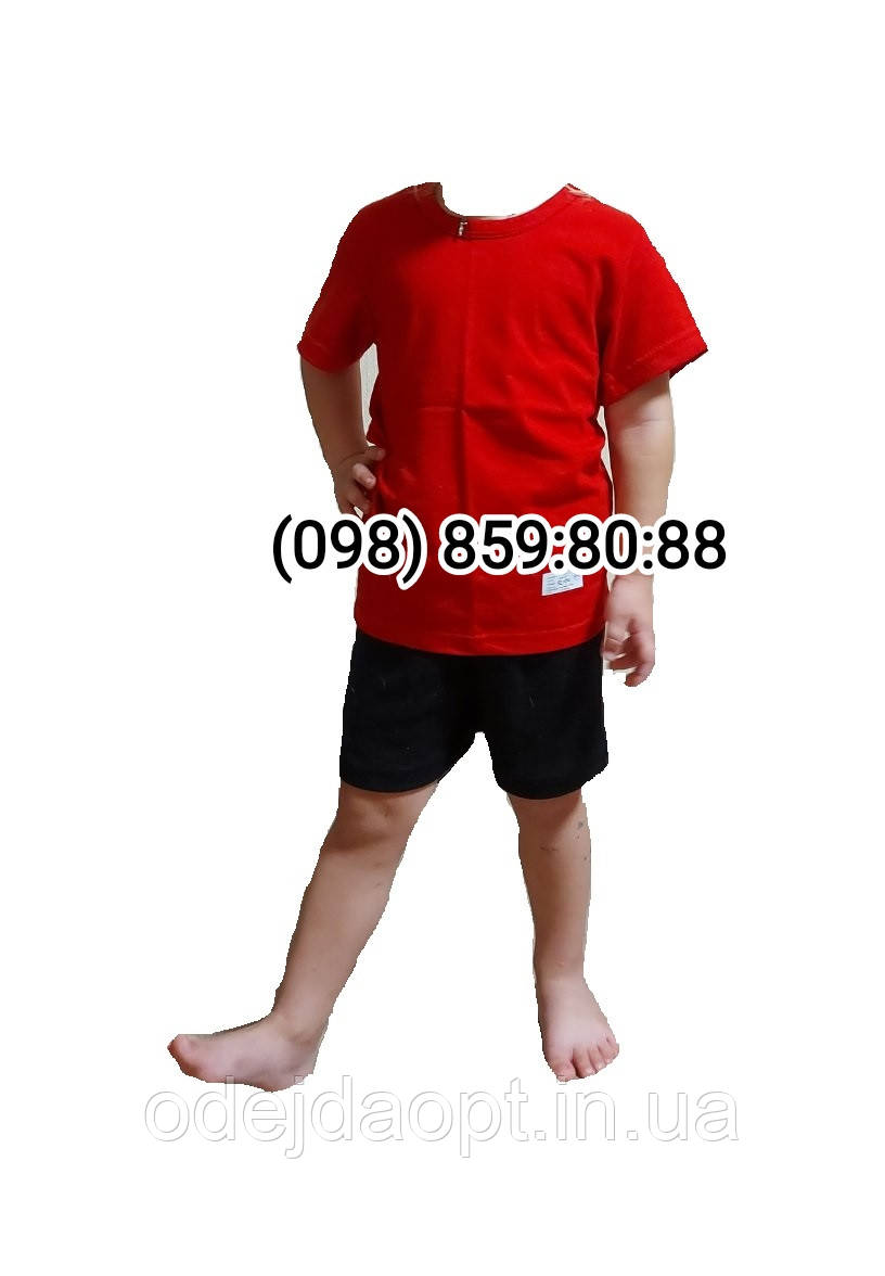 Комплект червона футболка та чорні шорти від 2 до 10 років