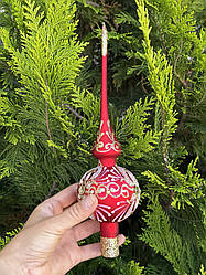 Класична новорічна верхівка в червоному кольорі 26 см