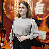 Блуза OKIRA жіноча рукав 3/4 коротка бант однотонна S бежева, фото 2