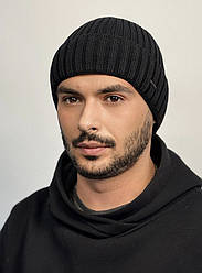 Шапка чоловіча чорна на флісі MARVIN FLIP