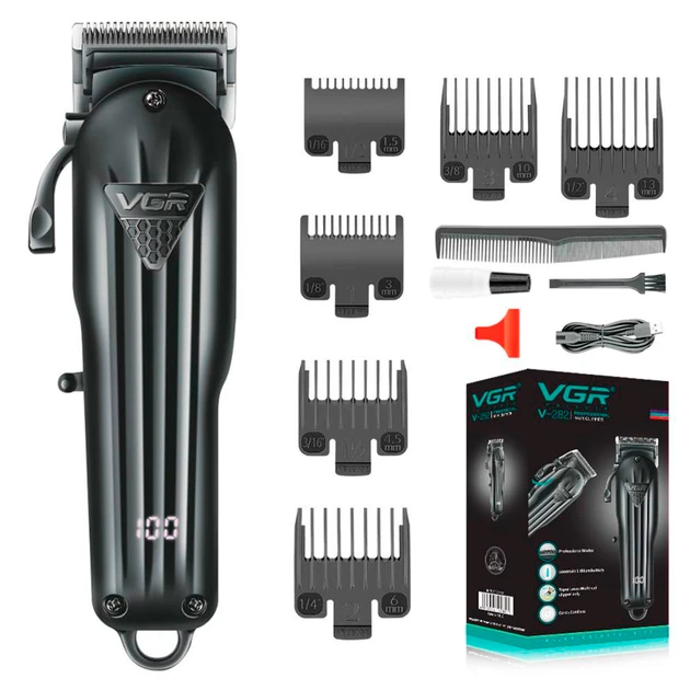 Машинка акумуляторна для стриження волосся на 6 насадок і LED-дисплеєм VGR V-282, фото 1