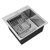 Кухонна мийка Kroner Handmade KRP Gebürstet-4545HM (3.0/1.0 мм) 215 нерж. 4545 + кошик