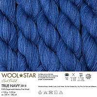 Gazzal WOOL STAR (Газзал Вул Стар) №3818 синій (Пряжа мериносова вовна нитки для в'язання)