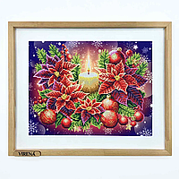 Схема для вишивання бісером Свічка з різдвяними квітами А3Н_573