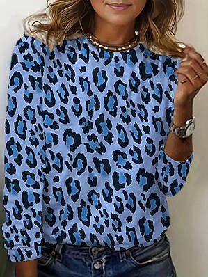 Жіночий кофта з довгим рукавом та леопардовим принтом