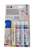 3D фарба для тканини 4 шт 25 мл Marabu CREABOX, фарба для декорування одягу та тканини