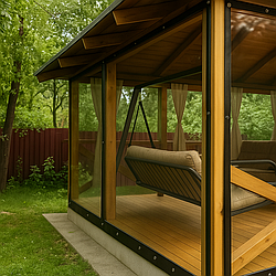 М'яке ПВХ вікно для альтанки 1,5х1 м, м'яке ПВХ вікно на терасу, гнучке ПВХ вікно для альтанки -UKMarket-