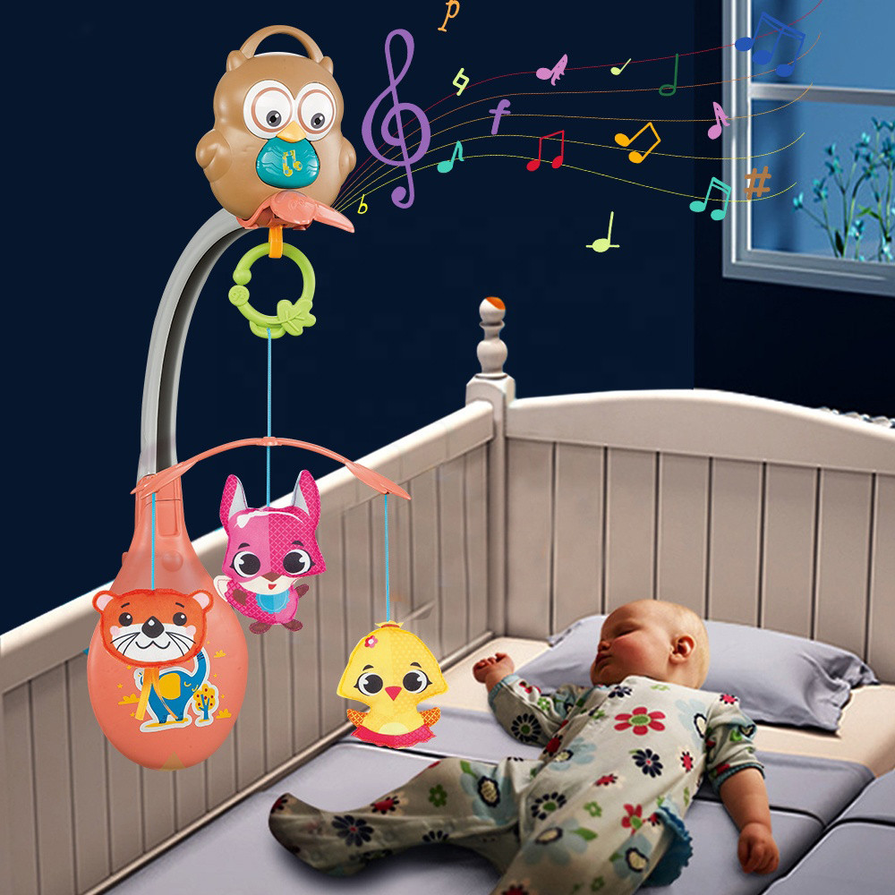 Музична карусель Совеня для малюка Підсвічування мелодії Текстильні іграшки для тактильного розвитку 2 кольори, фото 1