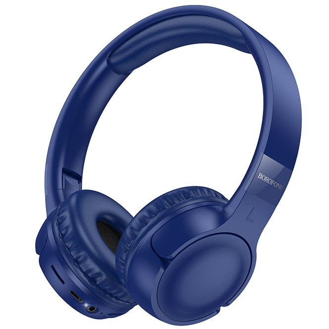 Безпровідні навушники BOROFONE BO32 з підтримкою TF-карти пам'яті, Bluetooth, AUX Синій, фото 1