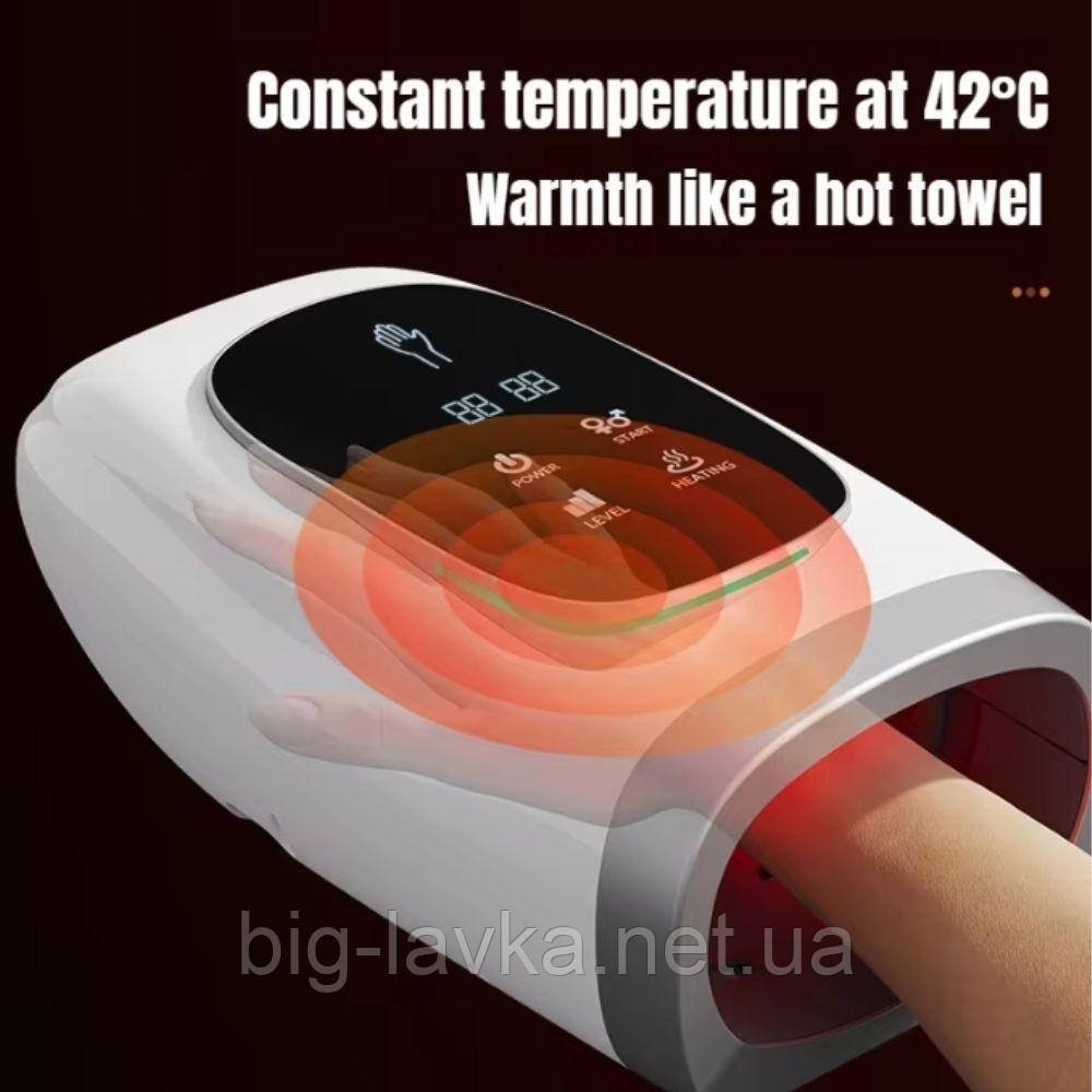 Електричний масажер для рук з підігрівом та компресією 3 режими масажу  Білий, фото 1