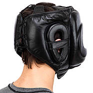 Шолом боксерський з бампером шкіряний TWINS STEEL FRAME BO-0573 Чорний, фото 5