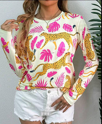 Жіночий кофта з довгим рукавом та малюнком леопарда