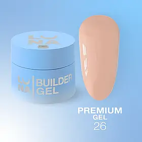 Гель для нарощування нігтів LunaMoon Premium gel №26 какао, 15 мл