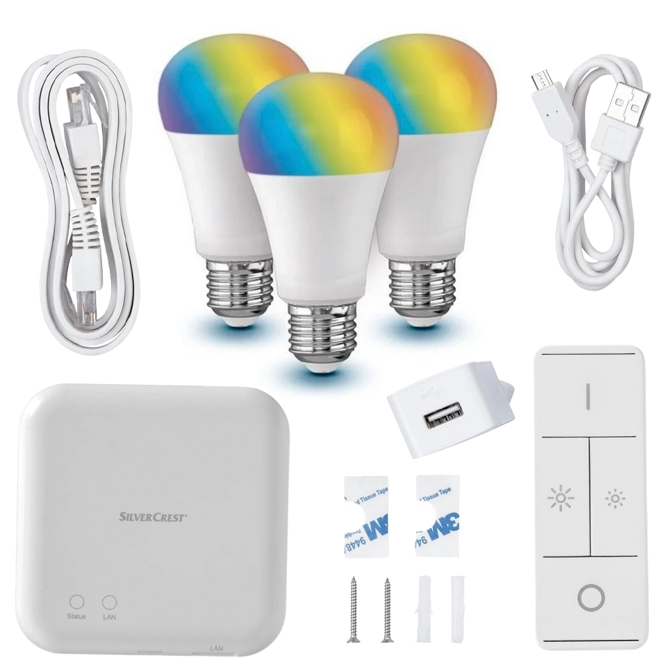 Набір розумного освітлення з кольоровими лампами E27 Livarno Home HG09101, фото 1