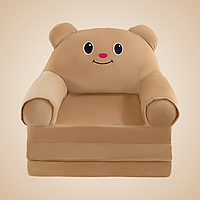 Дитяче крісло-іграшка трансформер в формі ведмедя Диван розкладний Бежевий (280058)