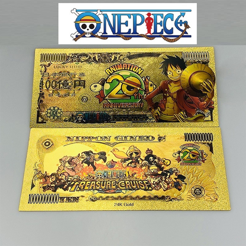 Золота колекційна банкнота герої аніме "One Piece" Монкі Д. Луффі. (золота фольга), фото 1