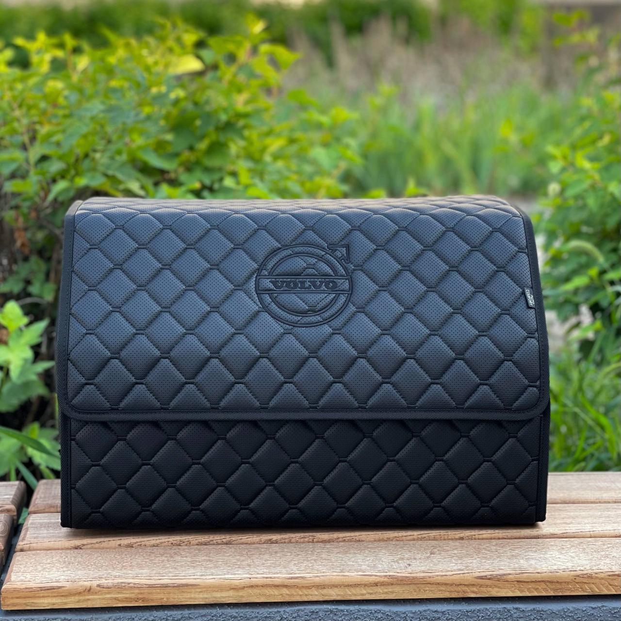 Органайзер у багажник з логотипом Volvo з екошкіри, чорний, 50 см, бокс у багажник, фото 1