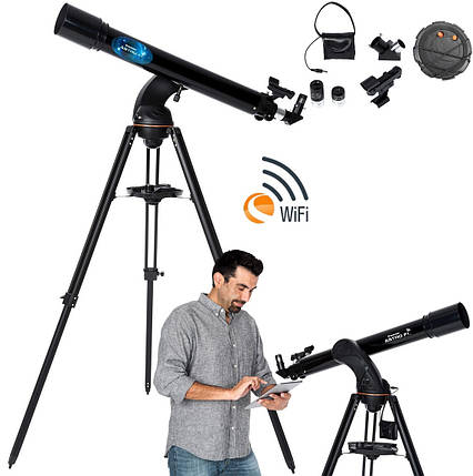 Телескоп Celestron Astro Fi 90 мм | Рефрактор на комп'ютеризованому азимутальному монтуванні з бездротовою системою керування, фото 1