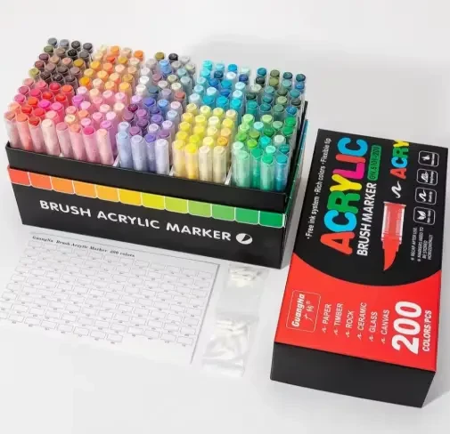 Акрилові маркери GuangNa GN.8101 Brush Tip 200 шт|Художні маркери з пензлевим наконечником, фото 1