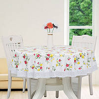 Водонепроницаемая круглая скатерть с Цветами на стол из ПВХ d=150 см, скатерть на круглый стол