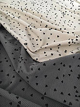 МікроВельвет чорні сердечка на cірому