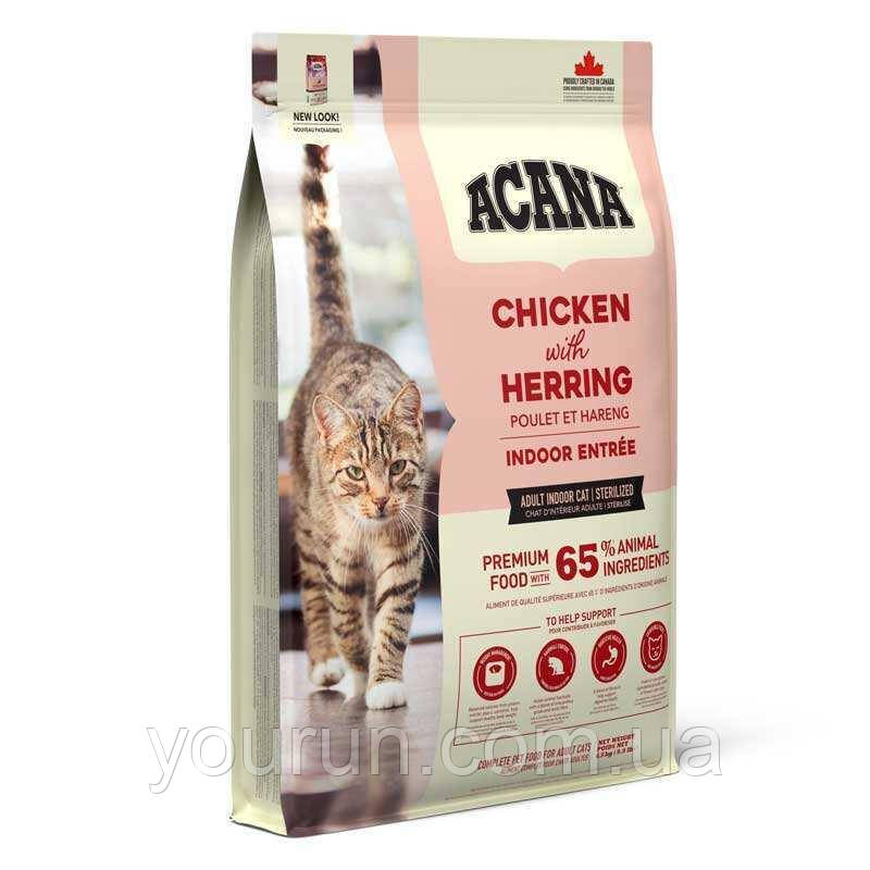 Acana (Акана) Indoor Entree – Сухий корм з куркою, кроликом та оселедцем для котів 4.5 кг, фото 1