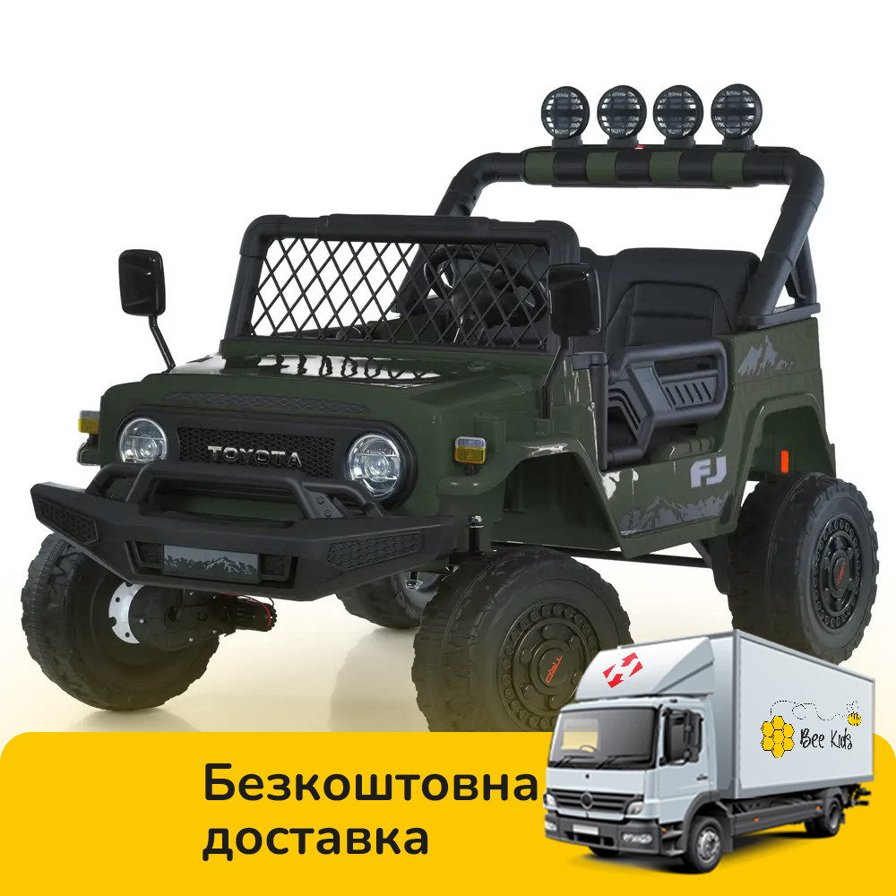 Електромобіль Джип дитячий (4 мотори 35W, аккум.24V7AH, підсвічування, пульт 2,4G) Bambi 2566AEBLR-5(24V) Зелений, фото 1