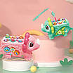 Логічна каталка динозавр цератопс із черв'ячками та пташкою Іграшка розвиваючий центр з шестернями з магнітною рибалкою, фото 3