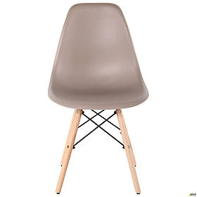 Стілець Астер пластик сидіння бежеве на дерев'яних ніжках Лофт