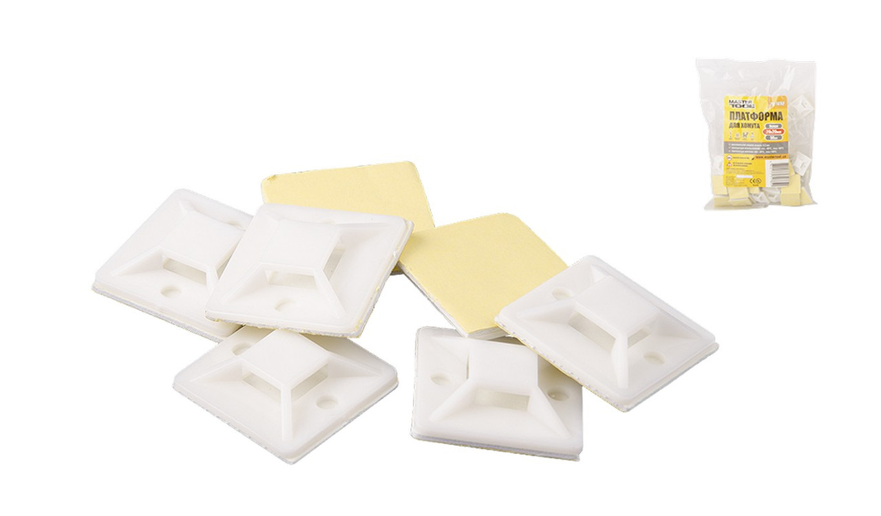 Платформа для хомута 20*20 мм біла, 50 шт MASTERTOOL 20-1898, фото 1